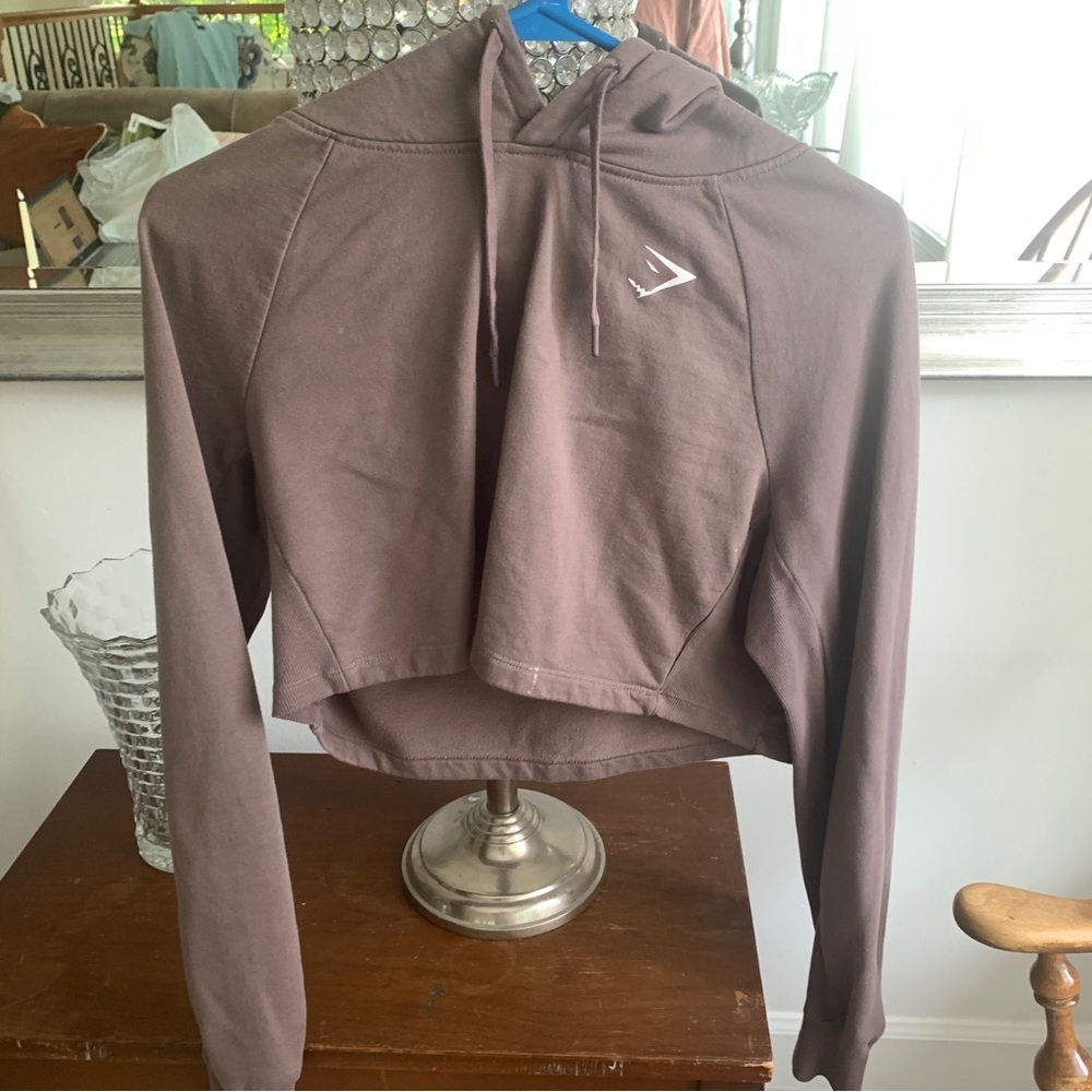Gymshark Women's Cropped Hoodie - Brown and Size Small